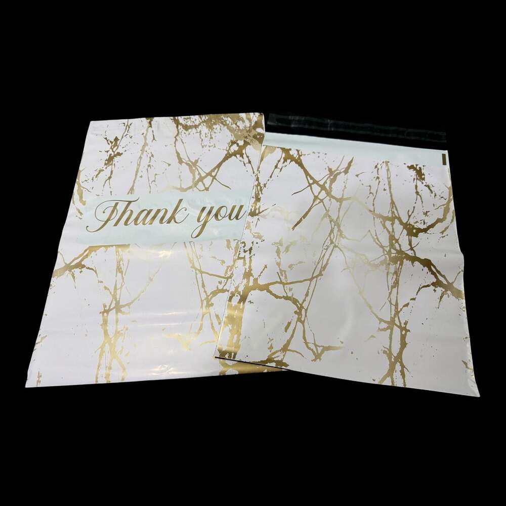 (10) 10 x 13 ‘Thank You’ Pink Marble Self-Sealing Poly Mailers Shipping Envelope